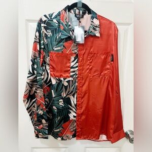 New Boohoo Multicolor Mens long sleeve Short Size Large